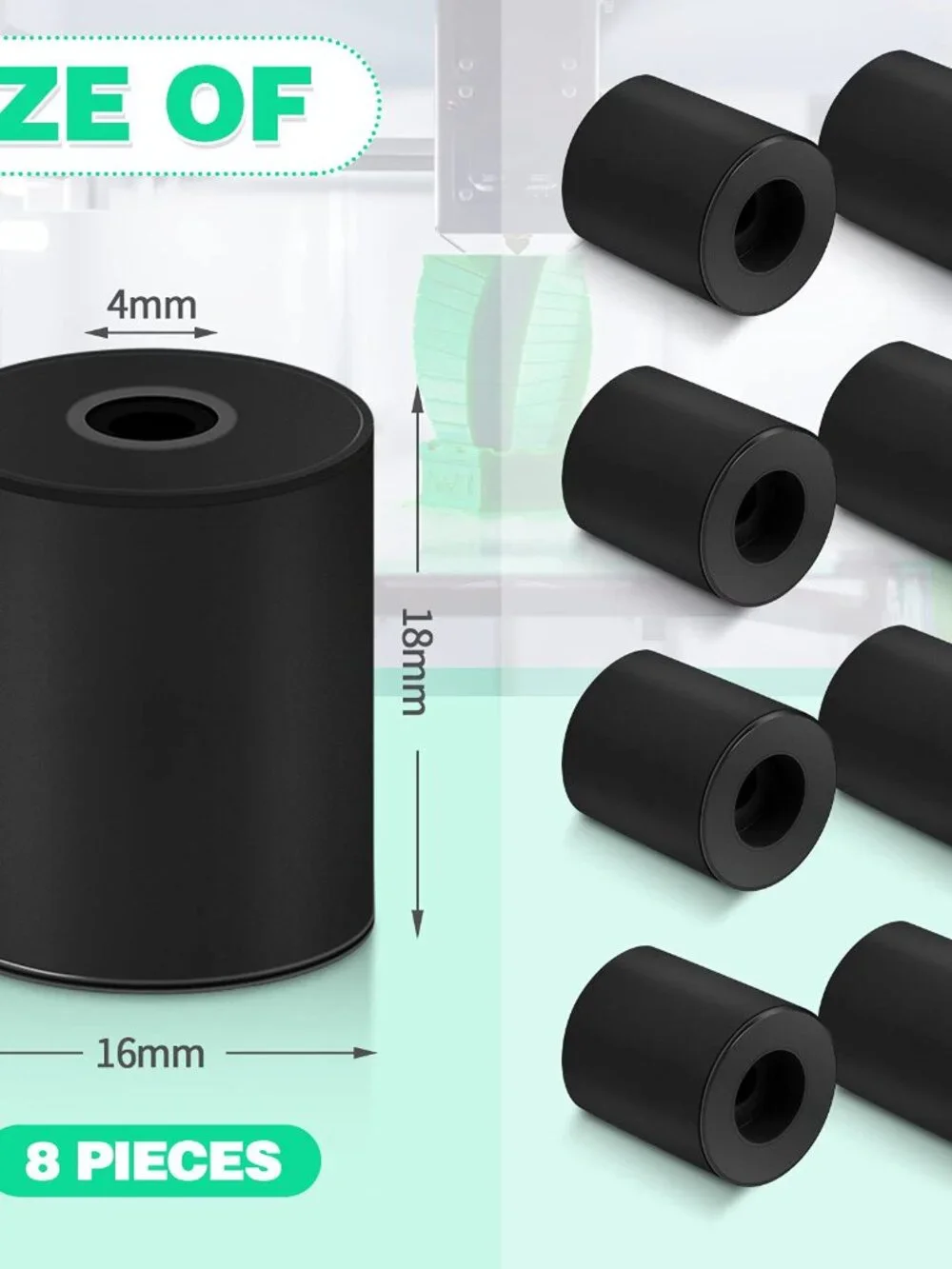 Frienda 8 Pcs 3D Printer Heat Bed Leveling Parts Silicone Solid Column OD 0.63''